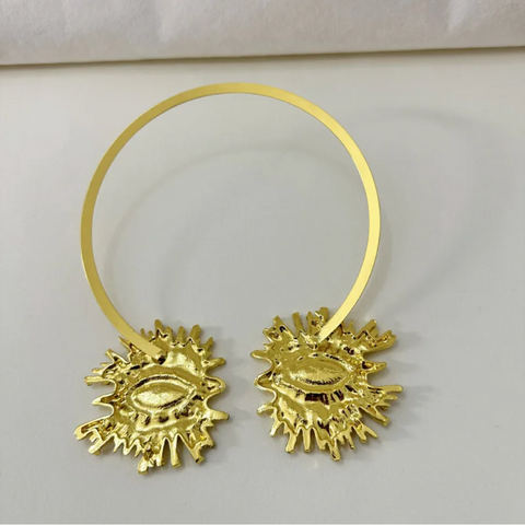 EVIL EYE SUNBURST CHOKER – Gold Crystal Collar Necklace EVIL EYE SUNBURST CHOKER – Gold Crystal Collar Necklace