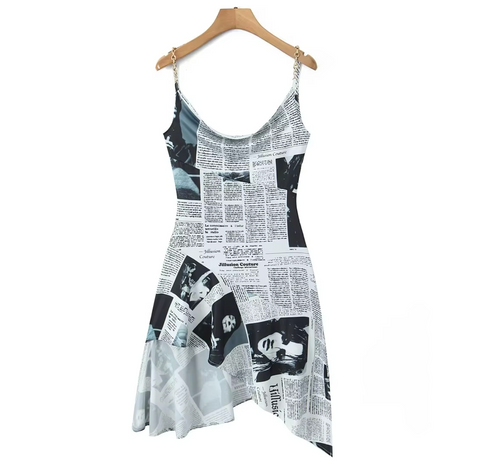ILLUSION Asymmetrical Newspaper Dress ILLUSION Asymmetrical Newspaper Dress