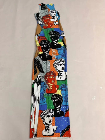 POP ART Maxi Dress – Rhinestone Stretch Sculpture Print POP ART Maxi Dress – Rhinestone Stretch Sculpture Print