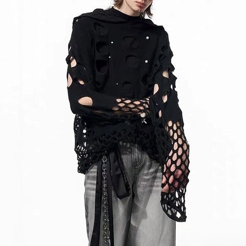 PIERCED Mesh Hooded Top PIERCED Mesh Hooded Top