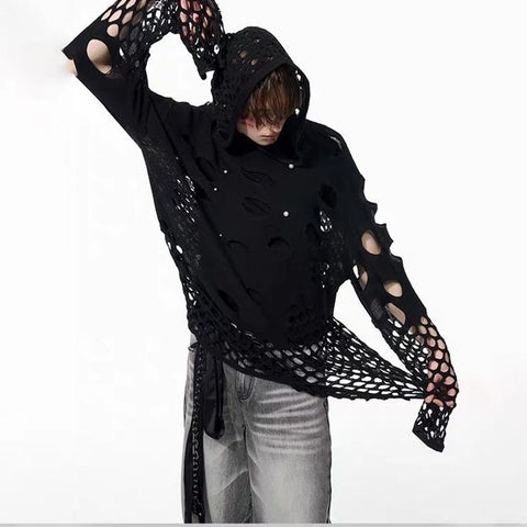 PIERCED Mesh Hooded Top PIERCED Mesh Hooded Top