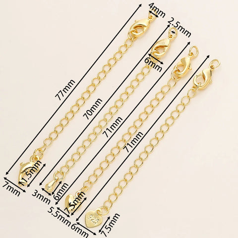 GOLD PLATED EXTENSION CHAINS – 5pc Charm Set with Lobster Clasps GOLD PLATED EXTENSION CHAINS – 5pc Charm Set with Lobster Clasps