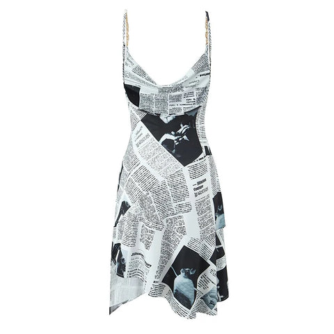 ILLUSION Asymmetrical Newspaper Dress ILLUSION Asymmetrical Newspaper Dress