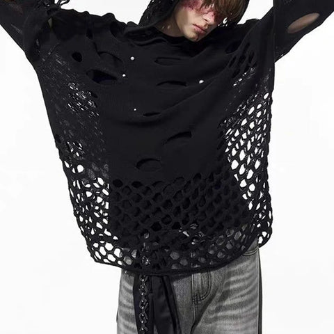 PIERCED Mesh Hooded Top PIERCED Mesh Hooded Top