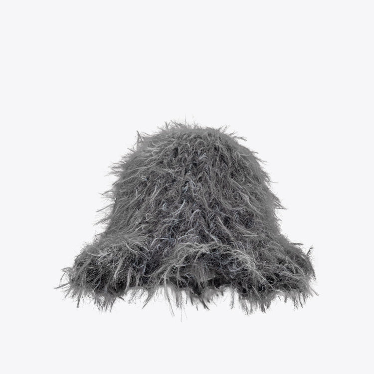 Gray fuzzy beanie on a white background Gray fuzzy beanie on a white background