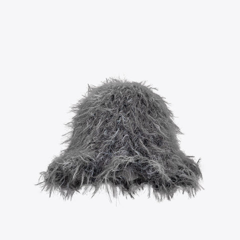 Gray fuzzy beanie on a white background Gray fuzzy beanie on a white background