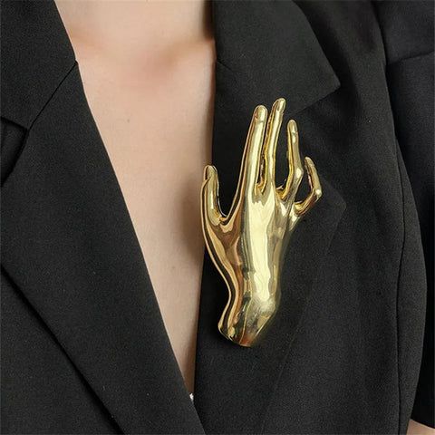 SAINT CHIC brooch Gold Gand HANDS Pins SAINT CHIC brooch Gold Gand HANDS Pins