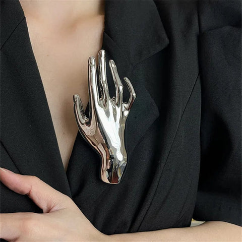 SAINT CHIC brooch SIlver Hand HANDS Pins SAINT CHIC brooch SIlver Hand HANDS Pins