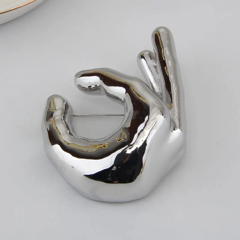 SAINT CHIC brooch Silver Pinch Fingers HANDS Pins SAINT CHIC brooch Silver Pinch Fingers HANDS Pins