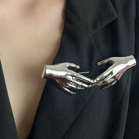 SAINT CHIC brooch Silver Two Hands HANDS Pins SAINT CHIC brooch Silver Two Hands HANDS Pins