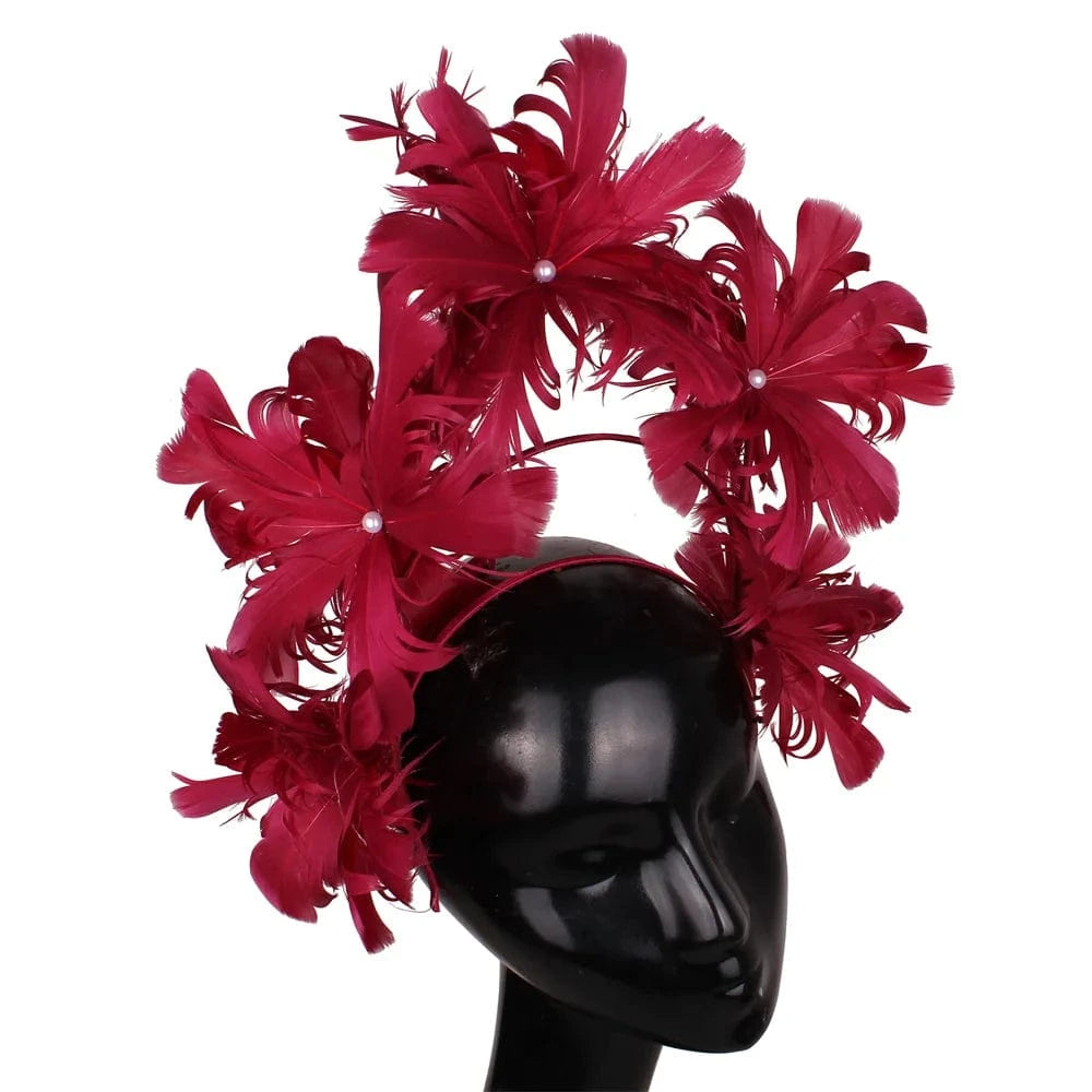 SAINT CHIC hair accessory Wine Red BOUQUET Headband SAINT CHIC hair accessory Wine Red BOUQUET Headband