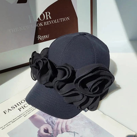 SAINT CHIC Hat Black FLORA Baseball Hat SAINT CHIC Hat Black FLORA Baseball Hat