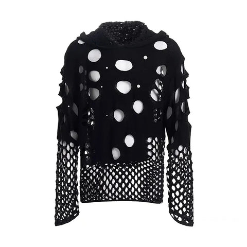PIERCED Mesh Hooded Top PIERCED Mesh Hooded Top
