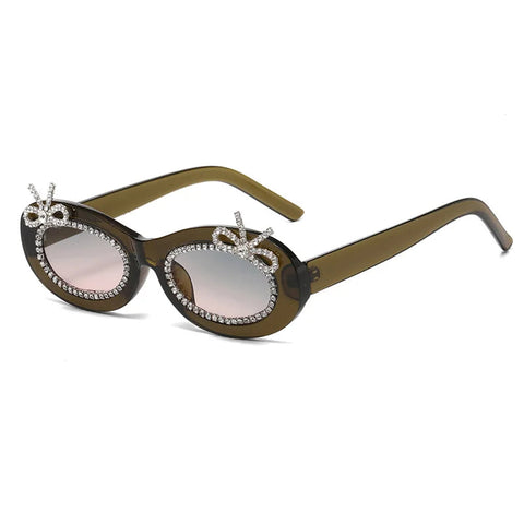 Sunglasses with decorative elements on a white background