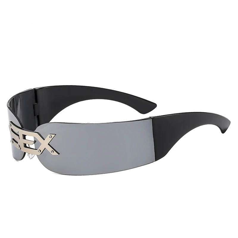 CHROMEWAVE One-Piece Shield – Sculpted Steampunk Shades