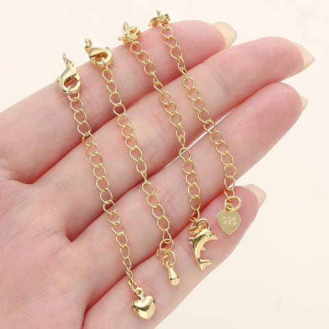 GOLD PLATED EXTENSION CHAINS – 5pc Charm Set with Lobster Clasps