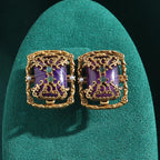 AMETHYST Stone Stud Earrings