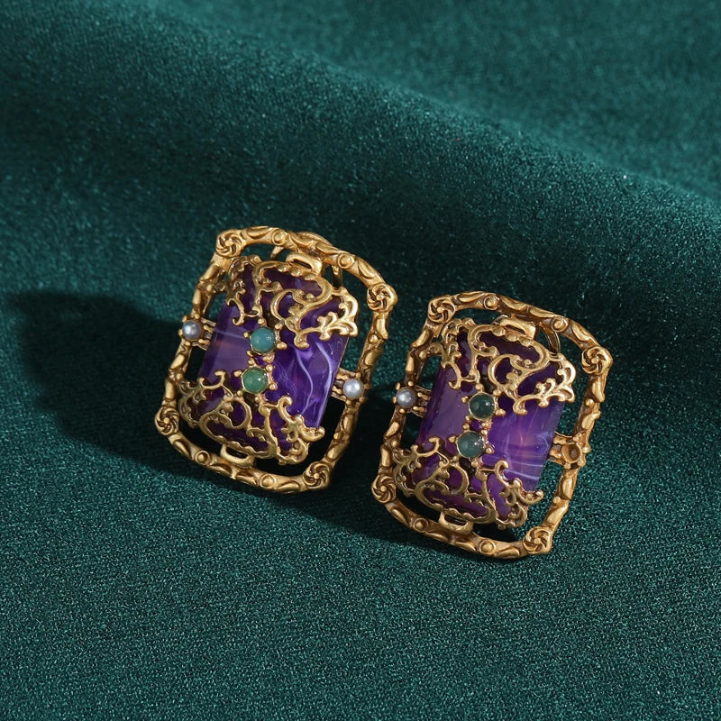 AMETHYST Stone Stud Earrings