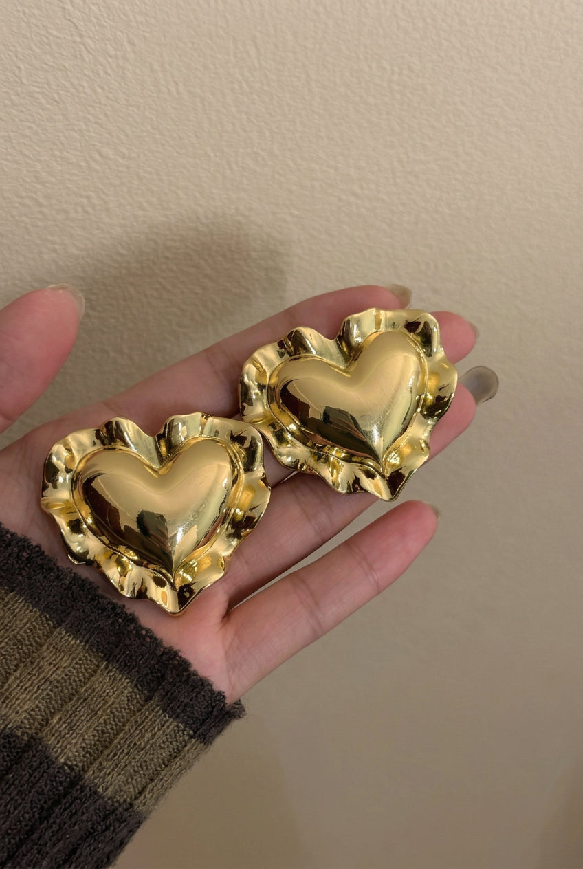 AMOUR Oversized Heart Earrings-earrings-SAINT CHIC-Gold-SAINT CHIC