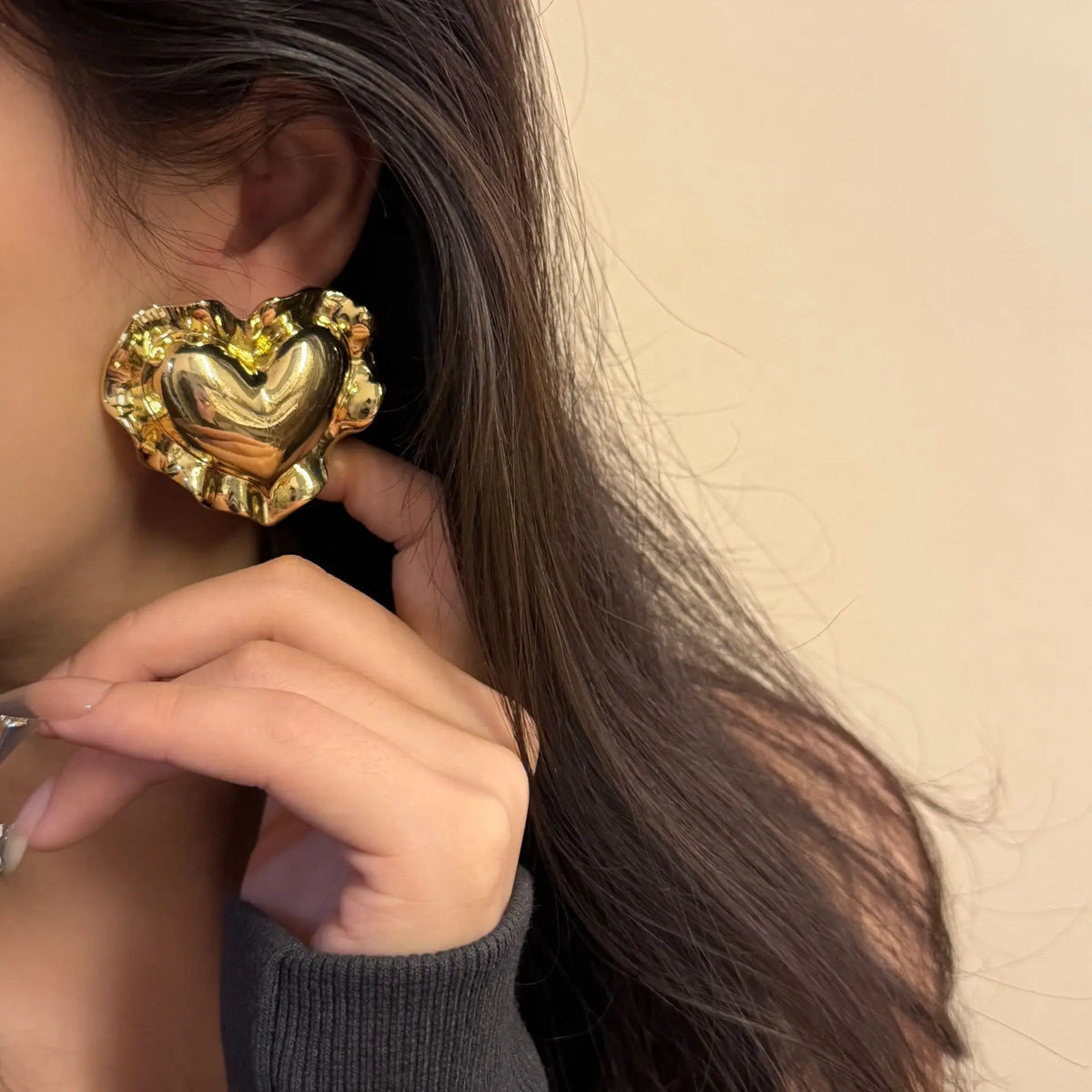 AMOUR Oversized Heart Earrings-earrings-SAINT CHIC-Gold-SAINT CHIC