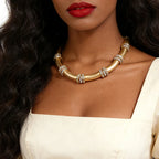 BAMBOO Crystal Link Choker-necklace-SAINT CHIC-Black-SAINT CHIC