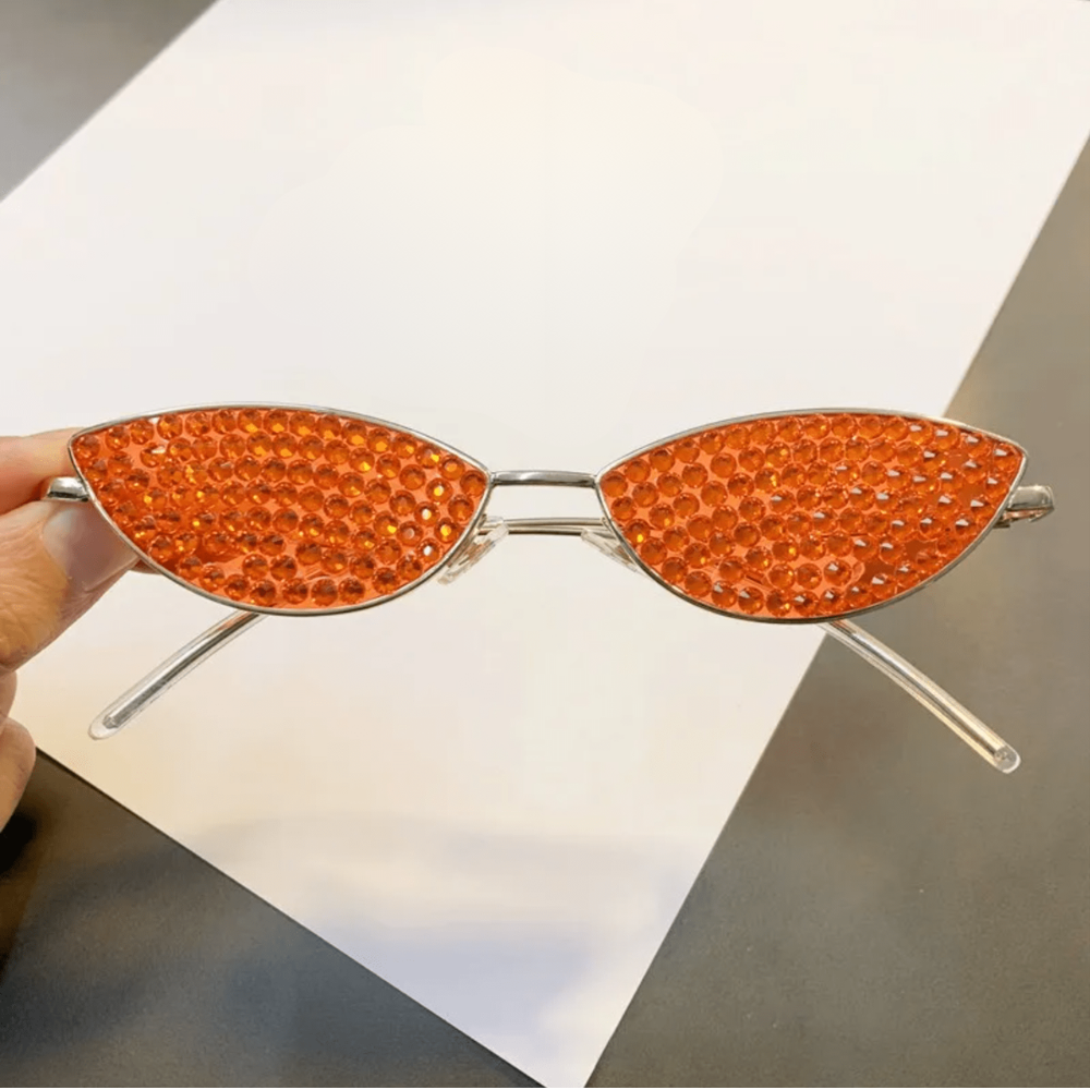 CAT-EYE Rhinestone Sun Glasses-Sunglasses-SAINT CHIC-Silver-SAINT CHIC