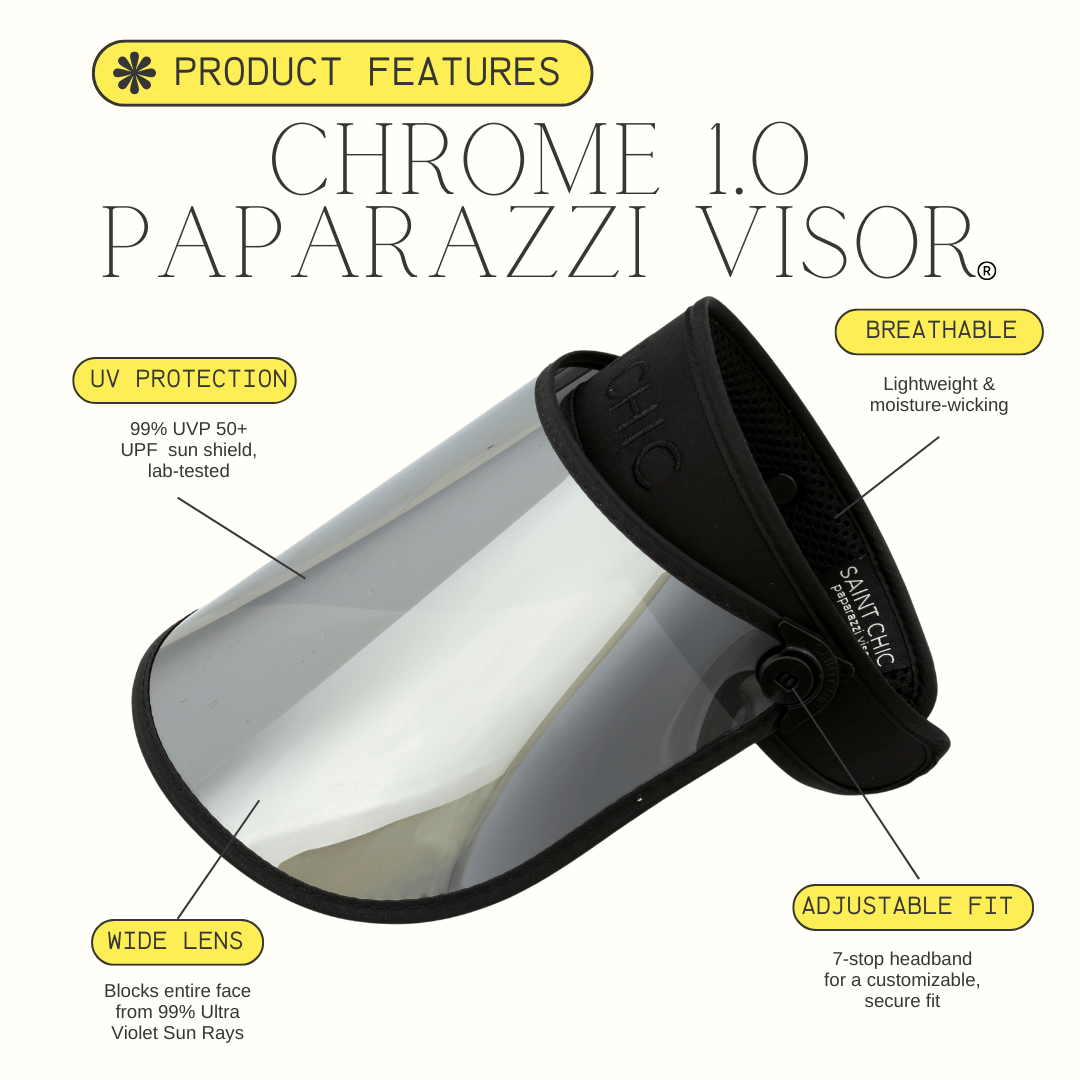 CHROME PAPARAZZI VISOR® Long Lens Sun Shield – 99% UV Protection-Hats-SAINT CHIC-SAINT CHIC