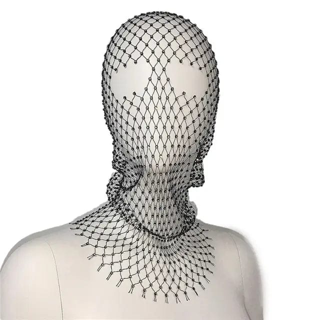 COVR Rhinestone Mesh Hood – Avant-Garde Statement-Hat-SAINT CHIC-Black-SAINT CHIC