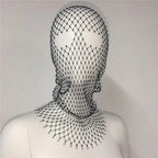COVR Rhinestone Mesh Hood – Avant-Garde Statement-Hat-SAINT CHIC-Black-SAINT CHIC