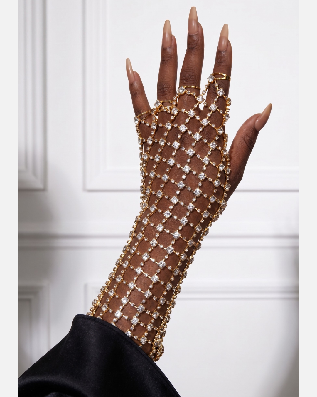 CRYSTAL Mesh Cuff Bracelet-bracelet-SAINT CHIC-Gold-SAINT CHIC