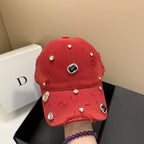 DIAMANTÉ Baseball Cap-hat-saint chic-Red-SAINT CHIC