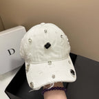 DIAMANTÉ Baseball Cap-hat-saint chic-White-SAINT CHIC