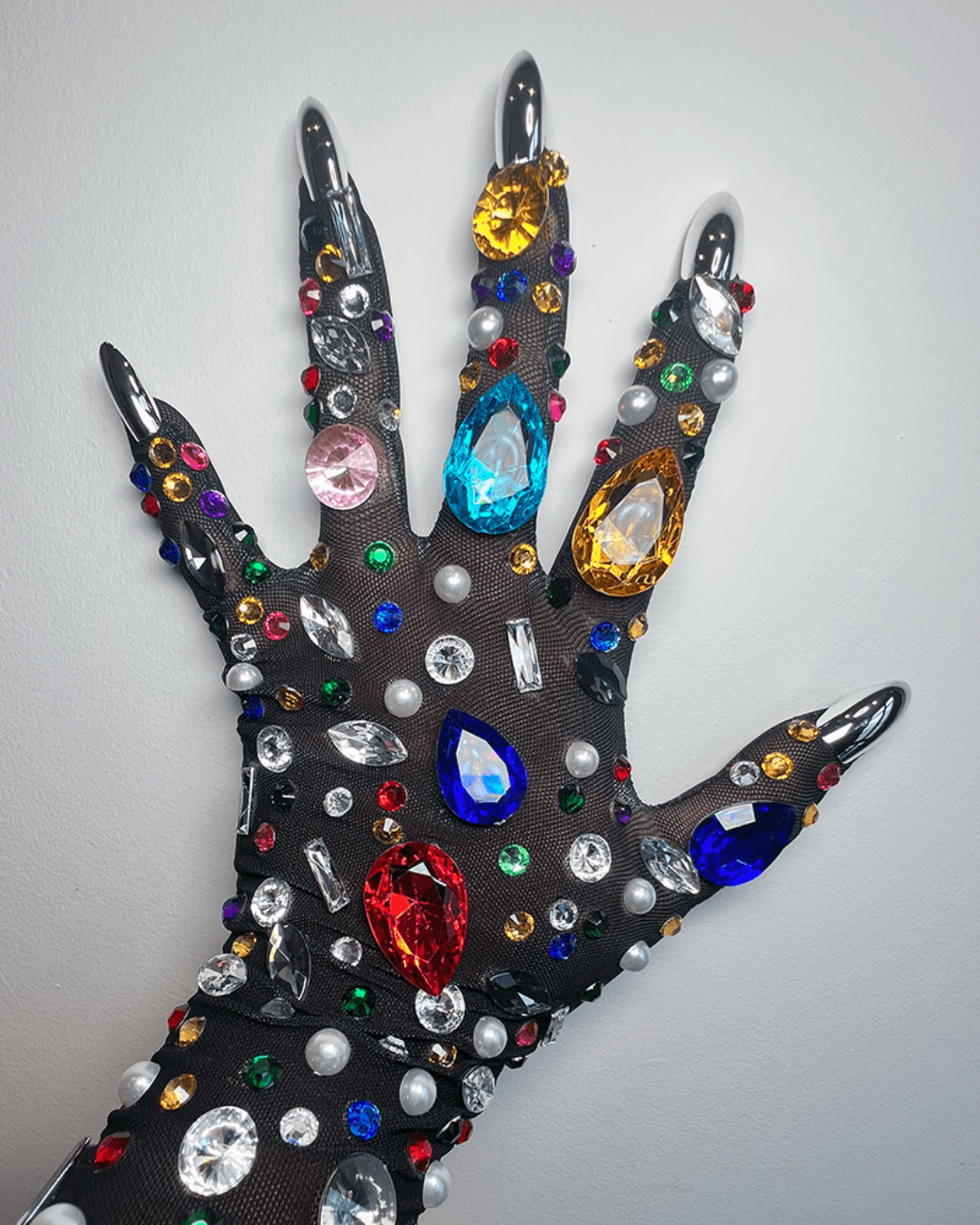 DISCO Rhinestone Gloves-Gloves-SAINT CHIC-Black-S-SAINT CHIC Main image
