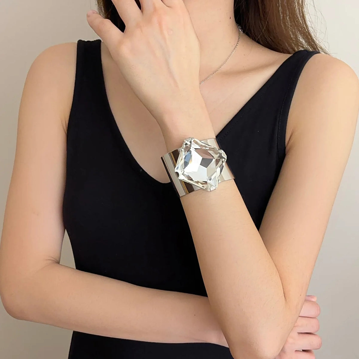 ÉCLAT Cuff Bracelet-bracelet-SAINT CHIC-Silver Three Stone-SAINT CHIC