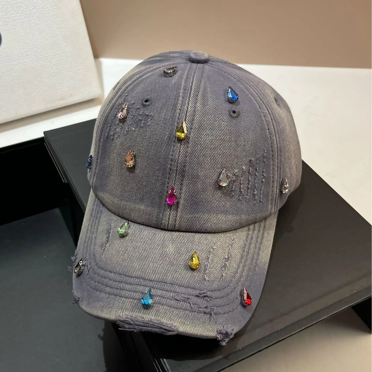 GEM DROP Baseball Cap-hat-SAINT CHIC-Gray-SAINT CHIC