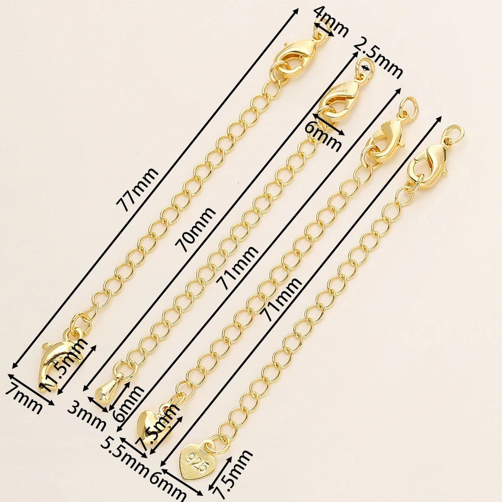 GOLD PLATED EXTENSION CHAINS – 5pc Charm Set with Lobster Clasps-Jewelry-SAINT CHIC-14k Gold-5 Chains-SAINT CHIC