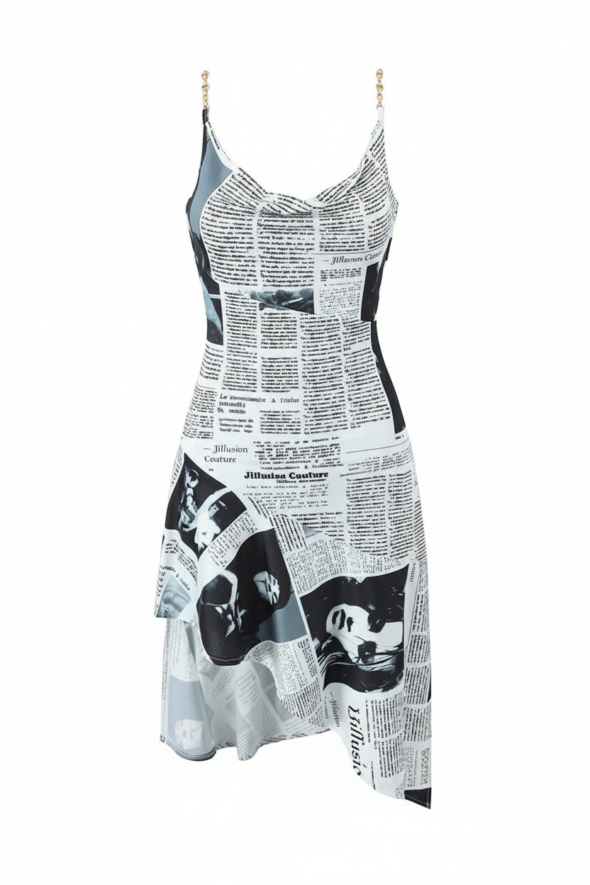 ILLUSION Newspaper Dress-dress-SAINT CHIC-24 Inches-SAINT CHIC Main image