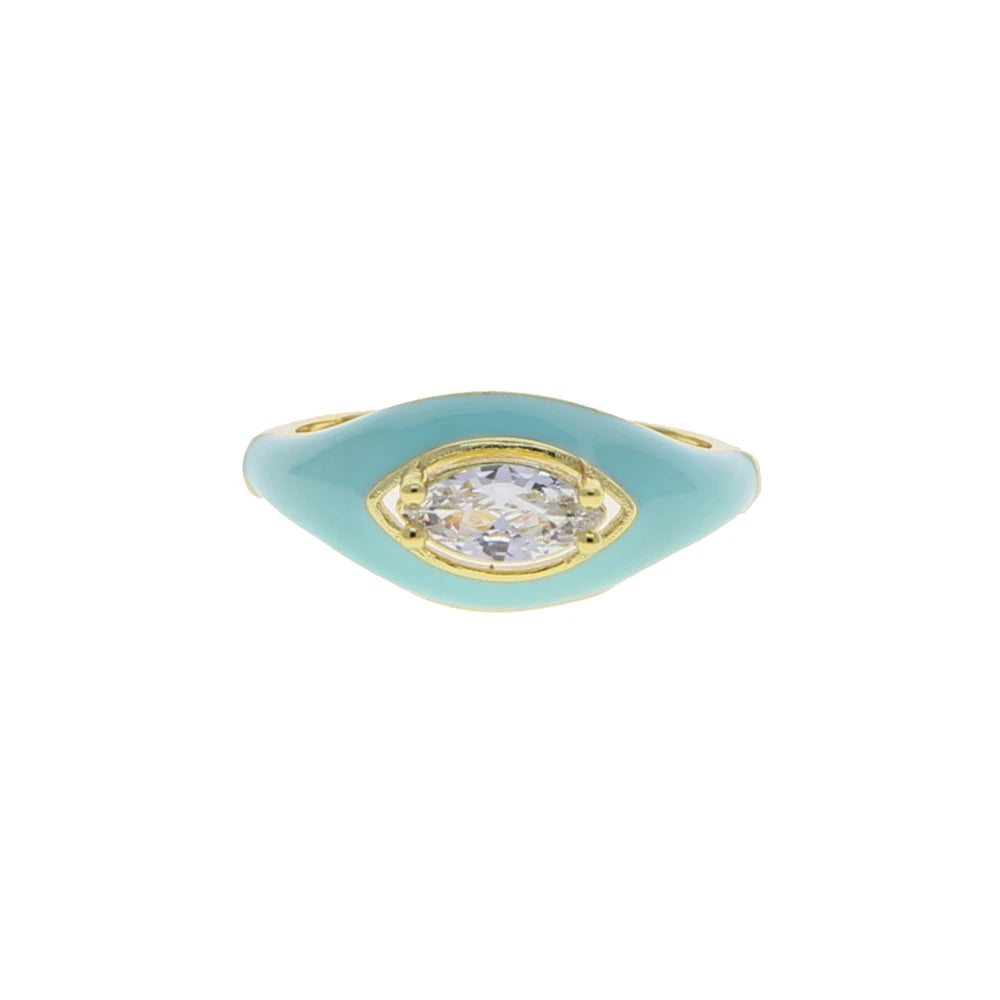 MARQUISE Enamel CZ Ring-Ring-SAINT CHIC-Pink Enamel-SAINT CHIC