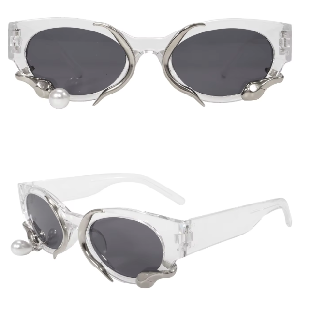 PEARL DROP Shades-sunglasses-SAINT CHIC-Black Rectangle Swirl Pearl-SAINT CHIC