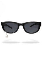 PEARL DROP Shades-sunglasses-SAINT CHIC-Black Round One Pearl-SAINT CHIC