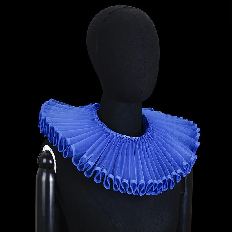 PLEAT DRAMA Mesh Ruffle Collar-Collar-SAINT CHIC-Blue-SAINT CHIC