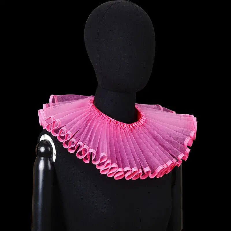 PLEAT DRAMA Mesh Ruffle Collar-Collar-SAINT CHIC-Hot Pink-SAINT CHIC