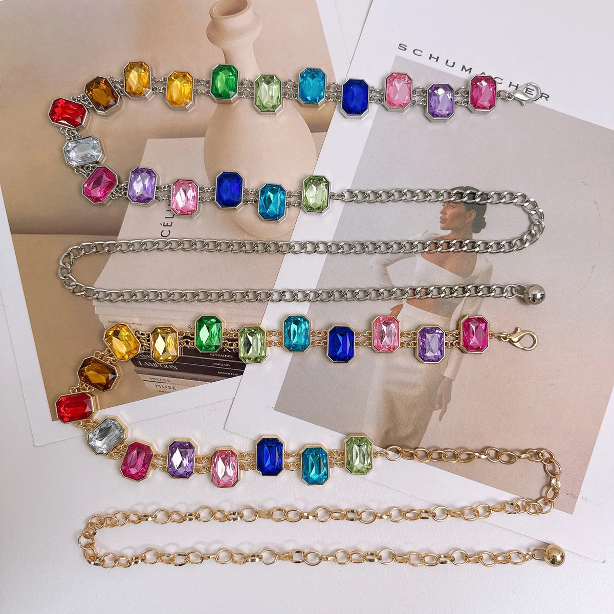 PRISM JEWEL Waist Chain-belt-SAINT CHIC-Silver-SAINT CHIC
