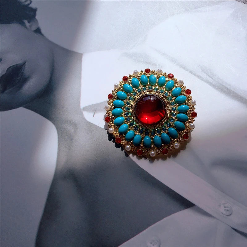 REGALIA Gemstone Brooch-Brooch-SAINT CHIC-Turquoise Sunburst-SAINT CHIC