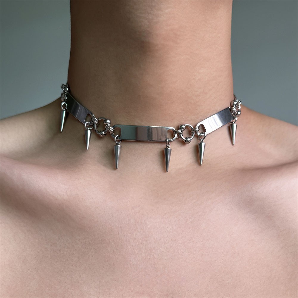 RIVETED Steel Spike Choker Necklace-SAINT CHIC-SAINT CHIC