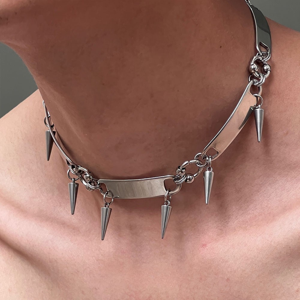 RIVETED Steel Spike Choker Necklace-SAINT CHIC-SAINT CHIC