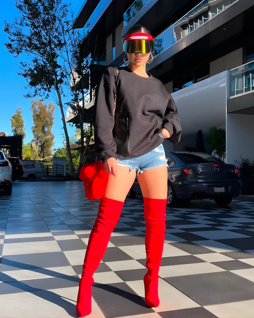 Red Flame Paparazzi Visor®-Hats-SAINT CHIC-SAINT CHIC