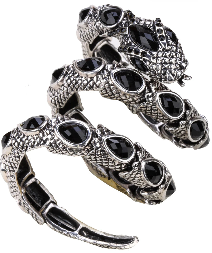 SERPENT Coil Crystal Arm Cuff-Bracelet-SAINT CHIC-Black-SAINT CHIC