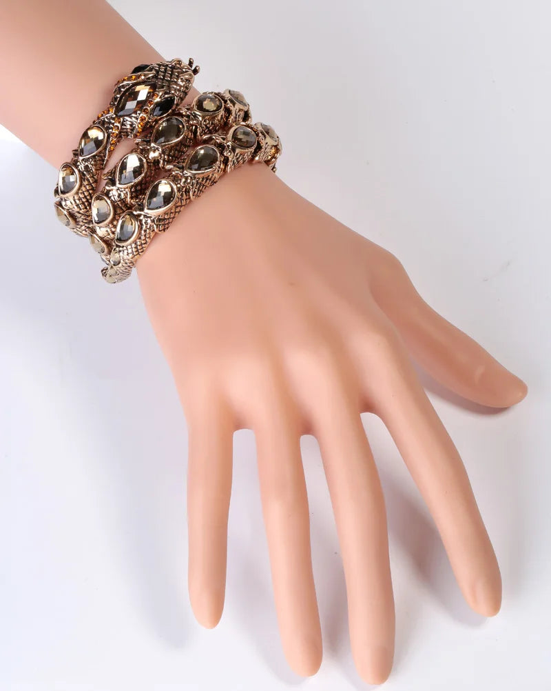 SERPENT Coil Crystal Arm Cuff-Bracelet-SAINT CHIC-Gold-SAINT CHIC