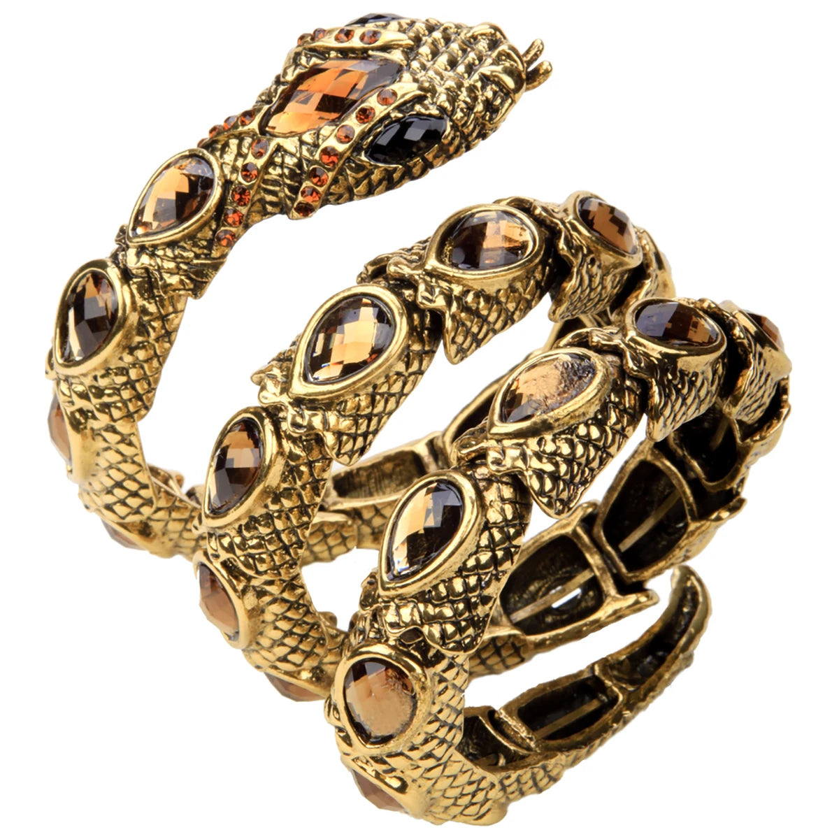 SERPENT Coil Crystal Arm Cuff-Bracelet-SAINT CHIC-Gold-SAINT CHIC
